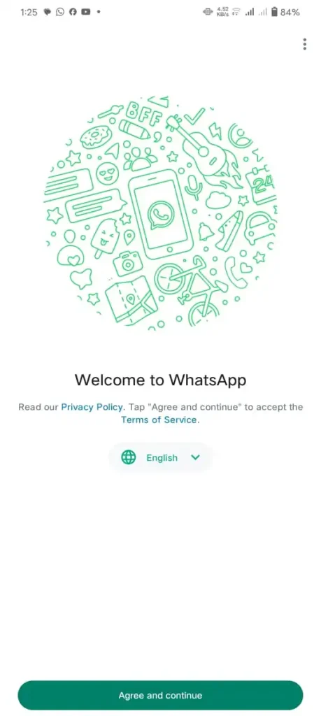 click on agree and continue to add WhatsApp accounts- add 1 accounts on multiple deveice