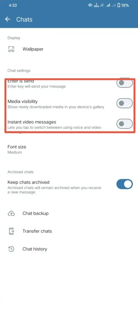 disable media visibility to hide media from gallery in blue WhatsApp plus